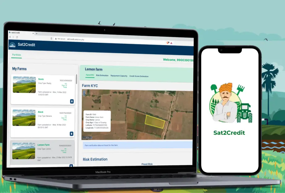 Sat2Credit Agritech App for Farmers and bankers to check there farm credit report